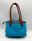 CHAPS Blue Faux Leather Tote Bag