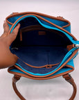 CHAPS Blue Faux Leather Tote Bag