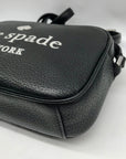 Kate Spade Black Leather Glitter On Mini Camera Crossbody Bag