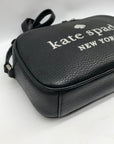 Kate Spade Black Leather Glitter On Mini Camera Crossbody Bag