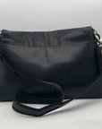 Tommy Hilfiger Black Leather Fold Over Messenger Bag