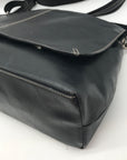 Tommy Hilfiger Black Leather Fold Over Messenger Bag