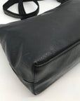 Tommy Hilfiger Black Leather Fold Over Messenger Bag
