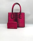 Michael Kors Pink Leather Mercer Snakeskin Crossbody Bag & Wallet