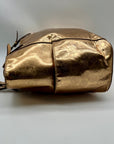 Michael Kors Metallic Rose Gold Embossed Signature Monogram Tote Bag