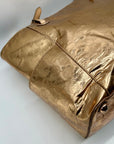 Michael Kors Metallic Rose Gold Embossed Signature Monogram Tote Bag