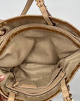 Michael Kors Metallic Rose Gold Embossed Signature Monogram Tote Bag