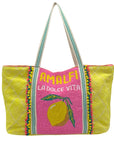 America & Beyond Yellow Amalfi Beaded Tote Bag