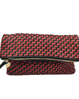 Clare V Red And Black Poppy Woven Zig-Zag Folover Clutch