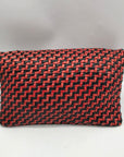 Clare V Red And Black Poppy Woven Zig-Zag Folover Clutch