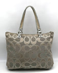 Coach Gray Monogram Canvas Poppy Metallic Glam Tote 15389