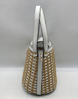 Guess White and Wicker Woven Basket Style Crossbody Bag
