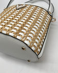 Guess White and Wicker Woven Basket Style Crossbody Bag