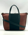 Fossil Brown And Black Pebbled Leather Convertible Satchel