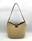 Brighton Beige/Brown Straw & Brown Leather Trim Shoulder Bag