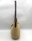 Brighton Beige/Brown Straw & Brown Leather Trim Shoulder Bag
