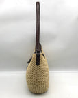 Brighton Beige/Brown Straw & Brown Leather Trim Shoulder Bag