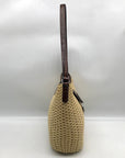 Brighton Beige/Brown Straw & Brown Leather Trim Shoulder Bag