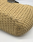 Brighton Beige/Brown Straw & Brown Leather Trim Shoulder Bag