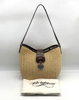 Brighton Beige/Brown Straw & Brown Leather Trim Shoulder Bag