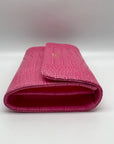 Persaman Pink Croc Embossed Leather Priscilla Crossbody Clutch