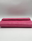 Persaman Pink Croc Embossed Leather Priscilla Crossbody Clutch