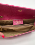 Persaman Pink Croc Embossed Leather Priscilla Crossbody Clutch