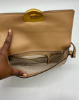 Donna Karan New York Valley Stream Tan Leather Buckle Shoulder Bag
