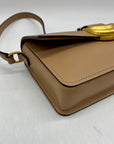 Donna Karan New York Valley Stream Tan Leather Buckle Shoulder Bag