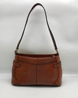 Etienne Aigner Brown Reptile Embossed Leather Shoulder Bag