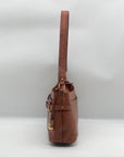 Etienne Aigner Brown Reptile Embossed Leather Shoulder Bag
