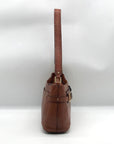 Etienne Aigner Brown Reptile Embossed Leather Shoulder Bag