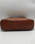 Etienne Aigner Brown Reptile Embossed Leather Shoulder Bag