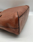 Etienne Aigner Brown Reptile Embossed Leather Shoulder Bag