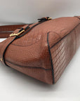 Etienne Aigner Brown Reptile Embossed Leather Shoulder Bag