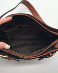 Etienne Aigner Brown Reptile Embossed Leather Shoulder Bag