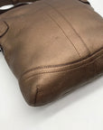 Coach Brown Metallic Leather Chain Duffle Bag