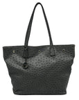 Furla Gray Ostrich Embossed Leather Shoulder Bag