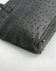 Furla Gray Ostrich Embossed Leather Shoulder Bag
