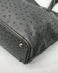 Furla Gray Ostrich Embossed Leather Shoulder Bag