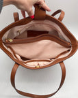 Style & Co Brown Faux Leather Whip-Stitch Medium Tote Crossbody Bag
