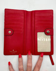 Kate Spade Red Saffiano Leather Laurel Way Stacey Wallet