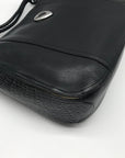 Brighton Black Leather Shoulder Bag With Embossed Sides