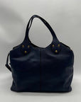 Banana Republic Navy Blue Pebbled Leather Tote Bag