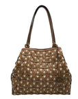 Michael Kors Tan Leather & Canvas Large Brooklyn Tote Bag