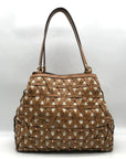 Michael Kors Tan Leather & Canvas Large Brooklyn Tote Bag