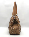 Michael Kors Tan Leather & Canvas Large Brooklyn Tote Bag