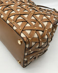 Michael Kors Tan Leather & Canvas Large Brooklyn Tote Bag