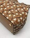 Michael Kors Tan Leather & Canvas Large Brooklyn Tote Bag