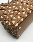 Michael Kors Tan Leather & Canvas Large Brooklyn Tote Bag
